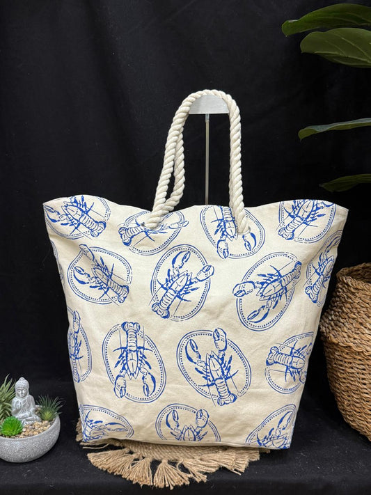 Kona Lobster Tote Bag Beige White