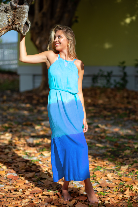Ada Sunray Tie-Dye Ombre Blue-Mint Dress