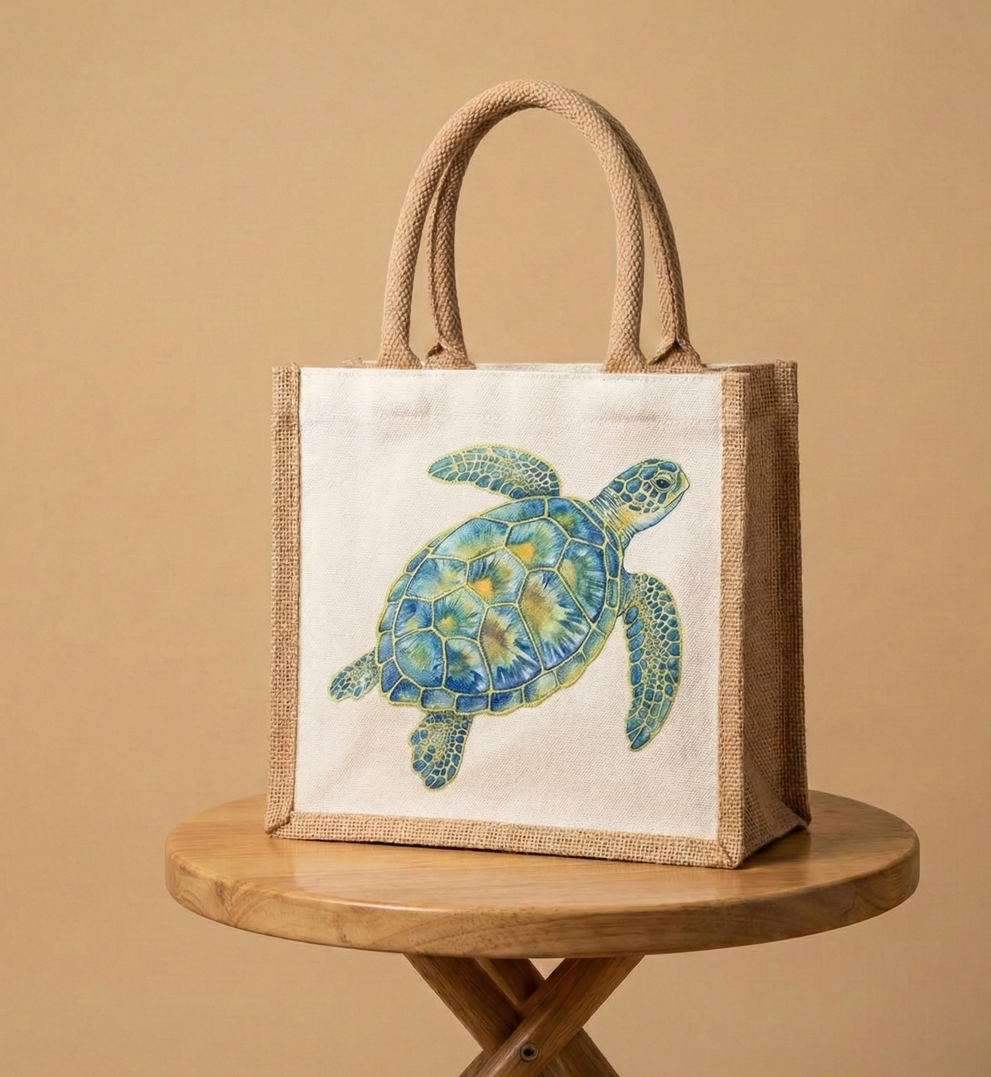 Mini Jute Cotton Tote- Printed