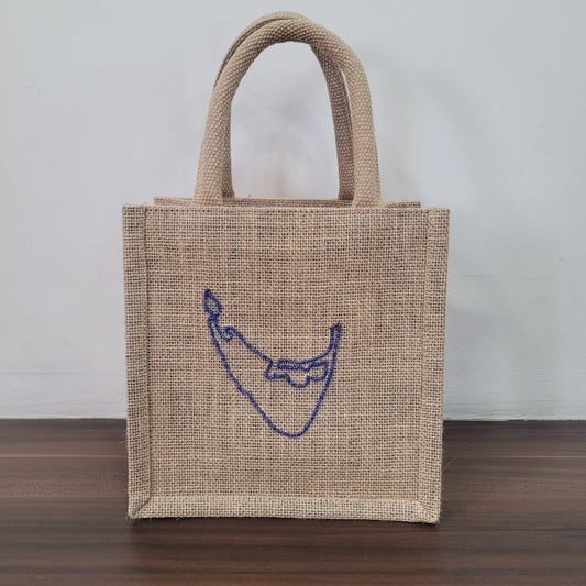 Chelsea Nantucket Map Hand Beaded Mini Jute Tote