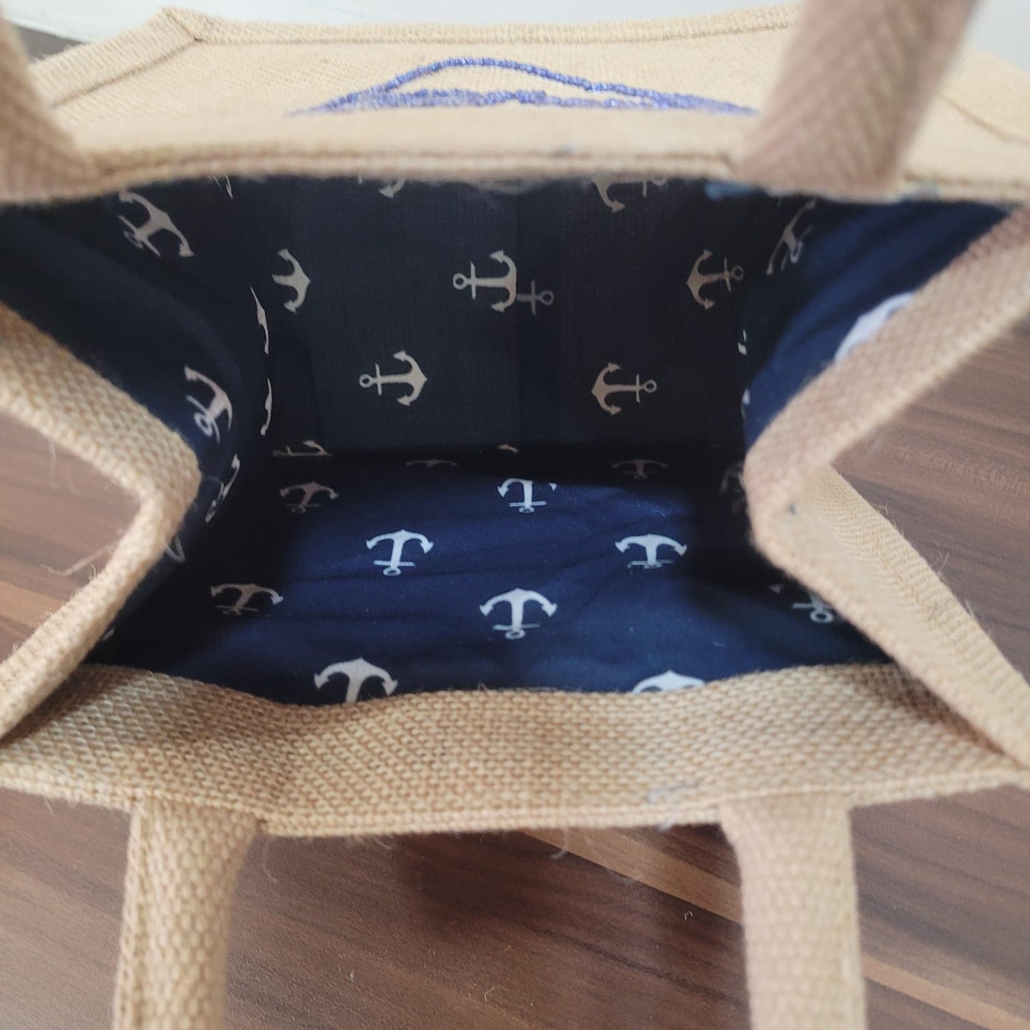 Chelsea Nantucket Map Hand Beaded Mini Jute Tote