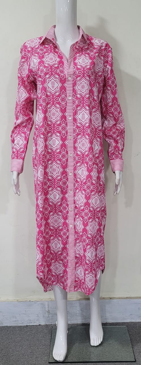 Long Multiple Prints Cotton Voile Tunic