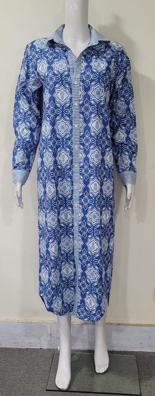 Long Multiple Prints Cotton Voile Tunic