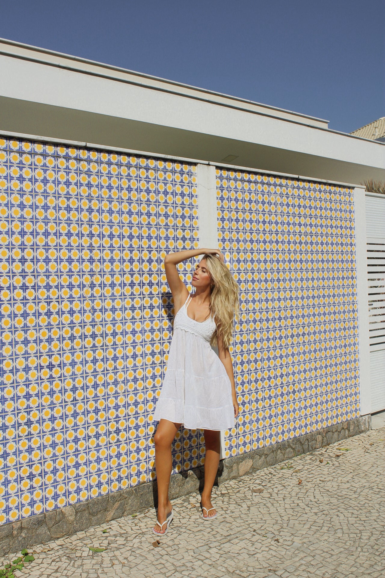 Cindy White Crochet Dress