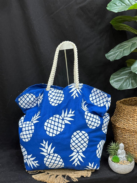 Kona Navy Blue Pineapple Tote Bag