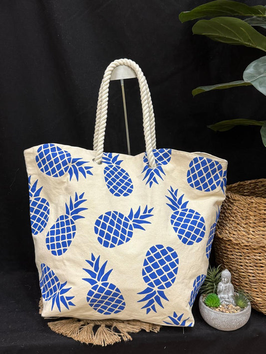 Kona Natural Beige Pineapple Tote Bag