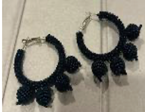 Isabella Black Beaded Hoop Earrings