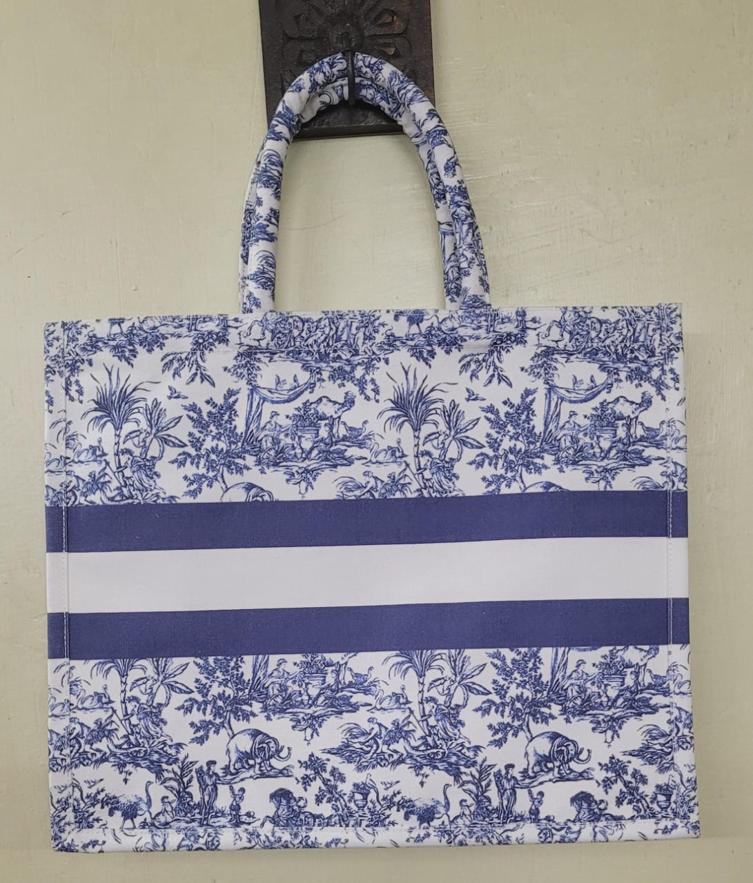 Soho Jungle Elephant Cotton Canvas Big Text Tote