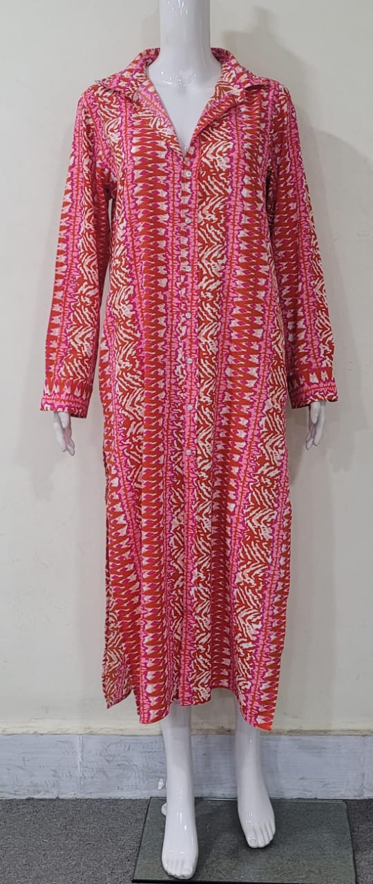Madeline Maxi Shirtdress- Pink
