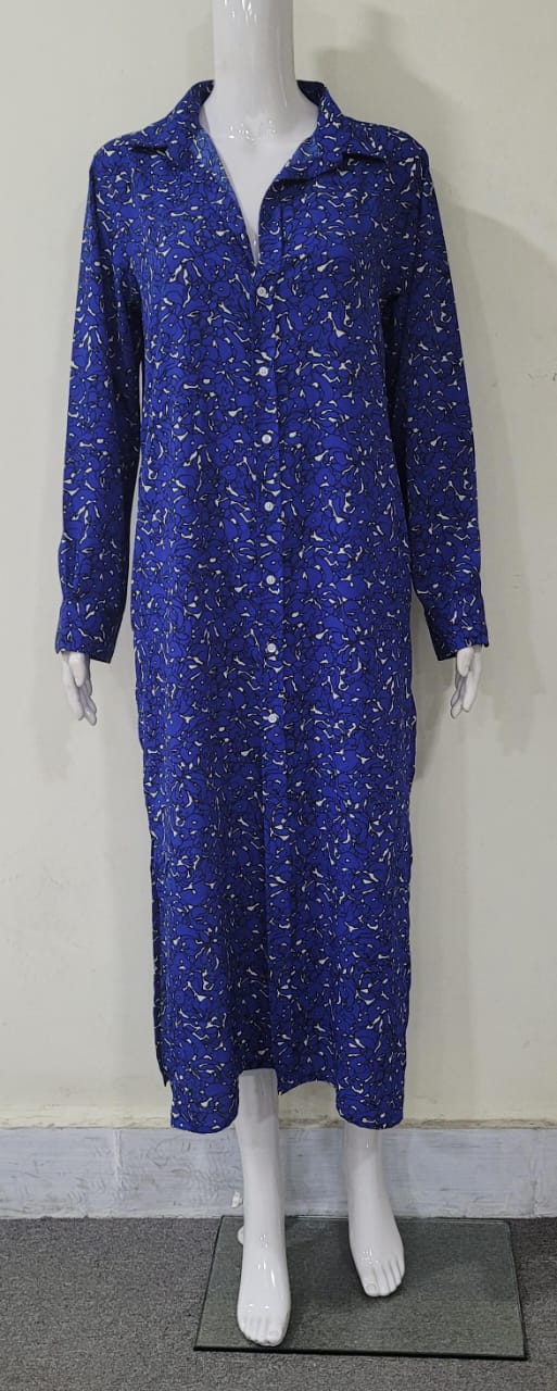 Madeline Maxi Shirtdress- Blue