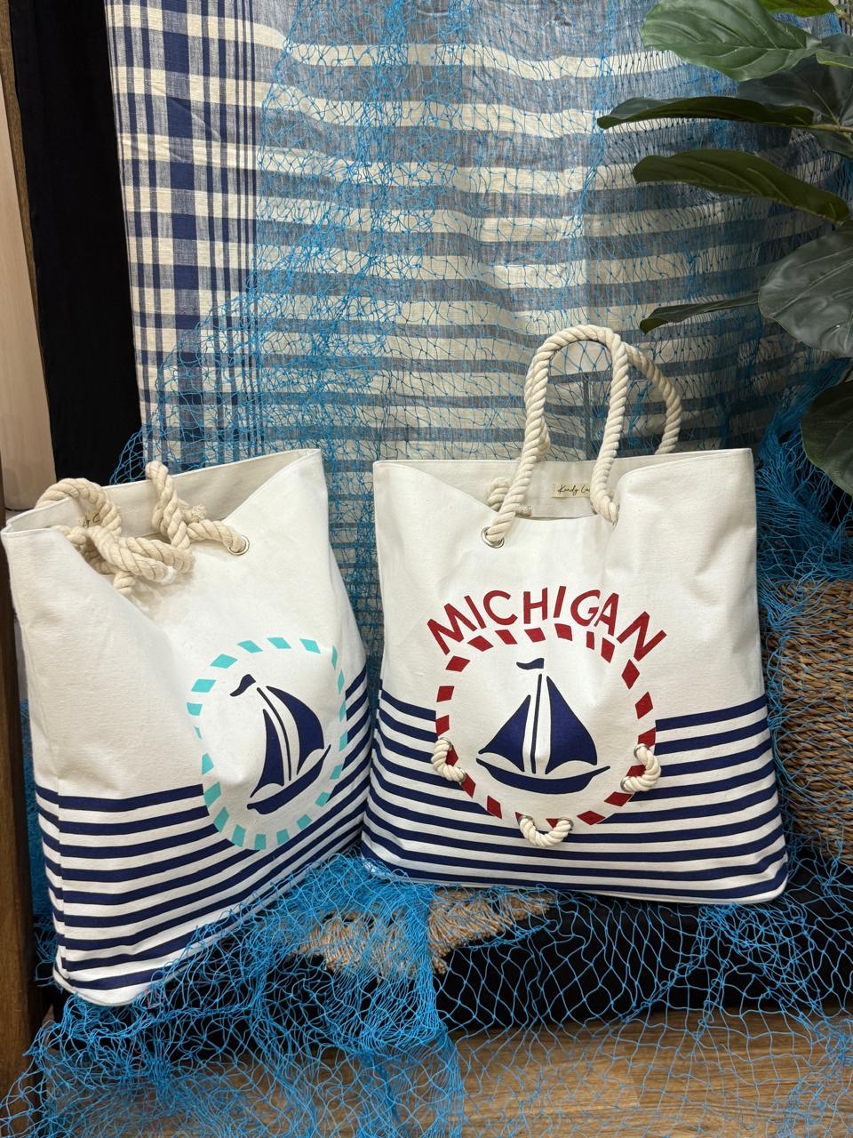 Montauk Sailboat Cotton Canvas Tote Bag - Custom