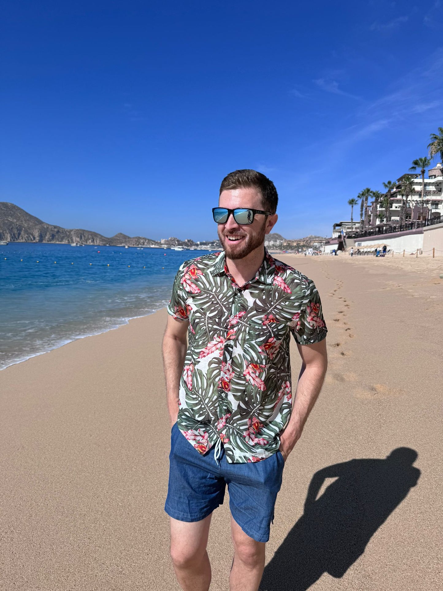 Men Tropical Palm Print Resort Shirt
