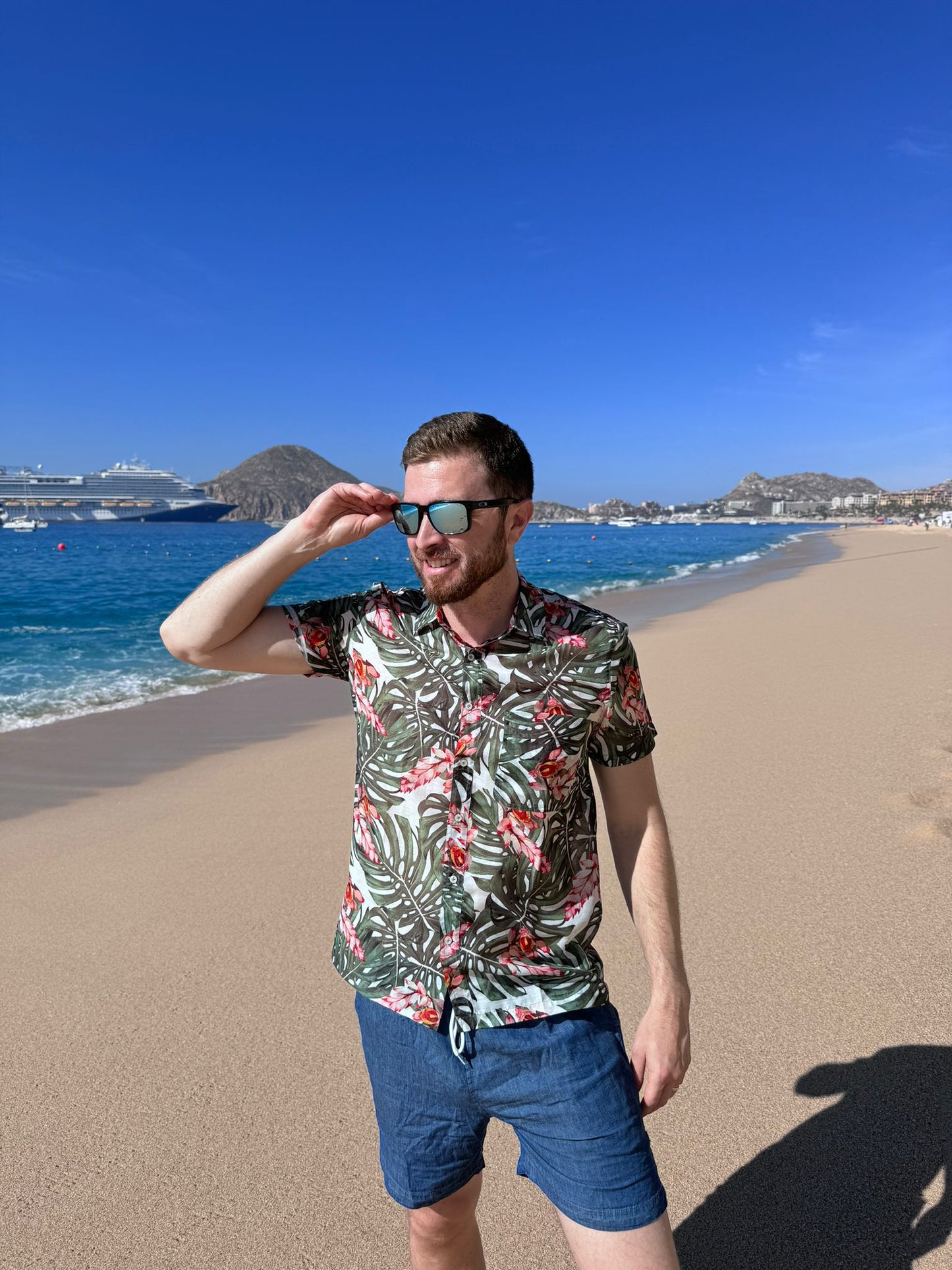 Men Tropical Palm Print Resort Shirt