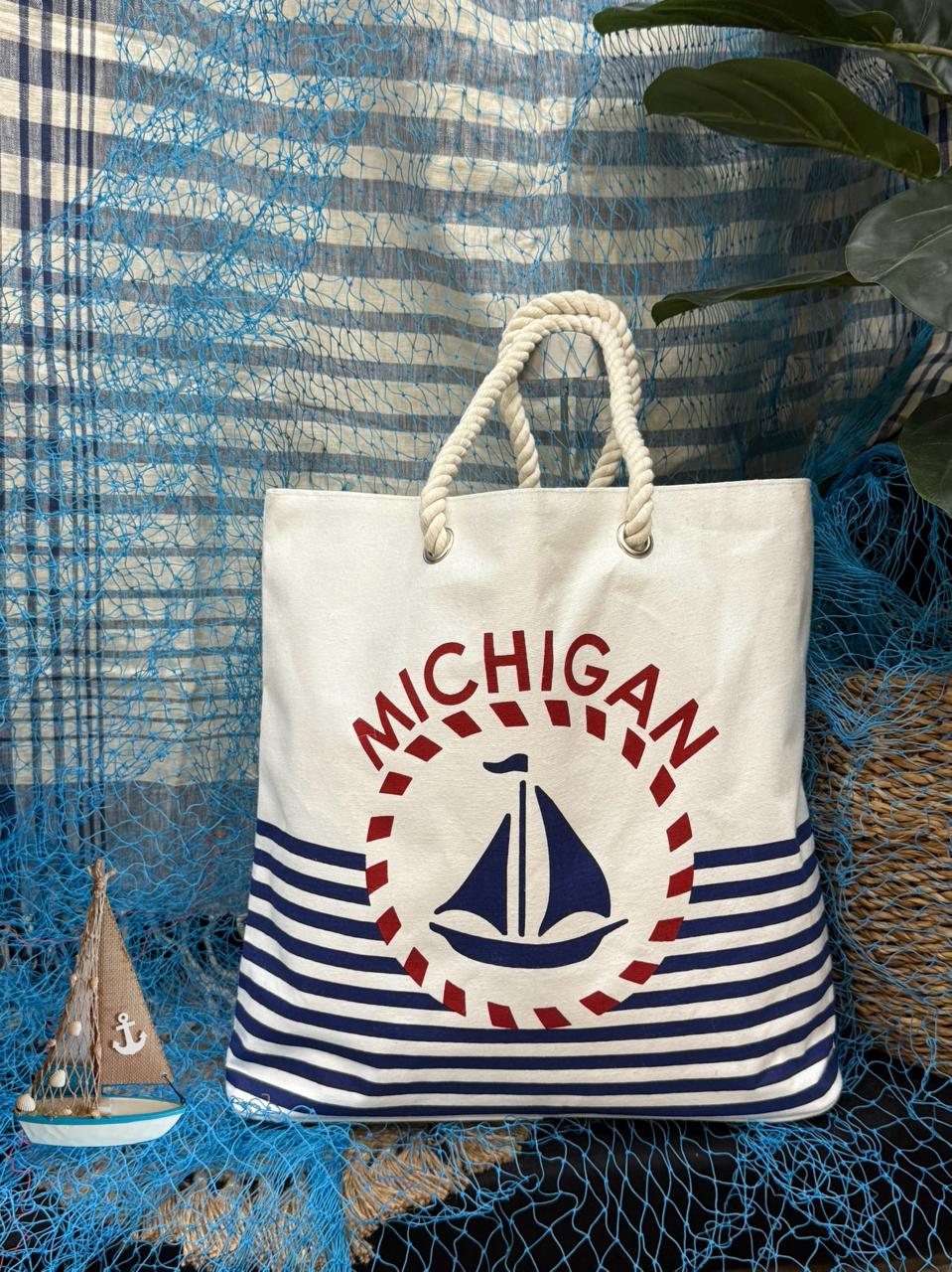Montauk Sailboat Cotton Canvas Tote Bag - Custom