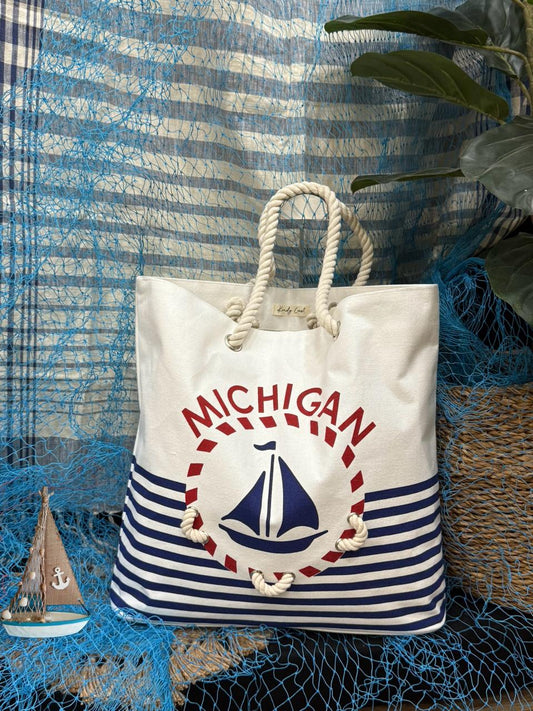 Montauk Sailboat Cotton Canvas Tote Bag - Custom