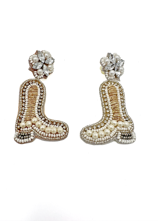 Cowboy Boot Dangle Beaded Earrings