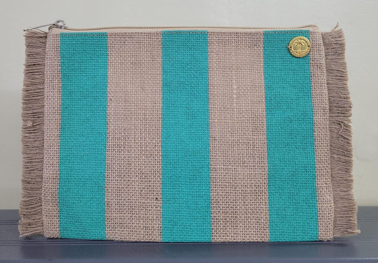 Fulton Stripes Fringe Jute Travel Pouch