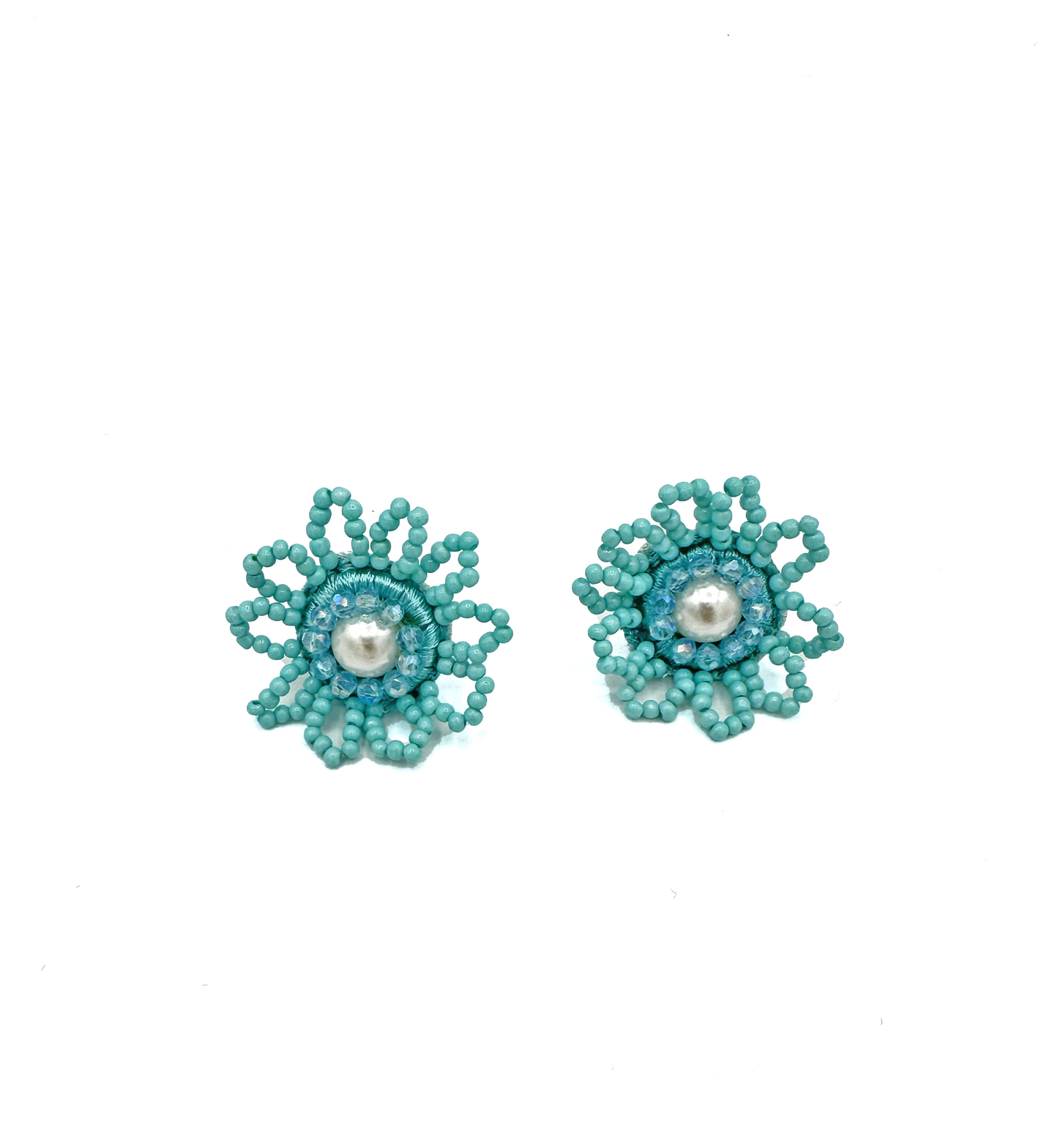 Small Flora Turquoise Beaded Earrings