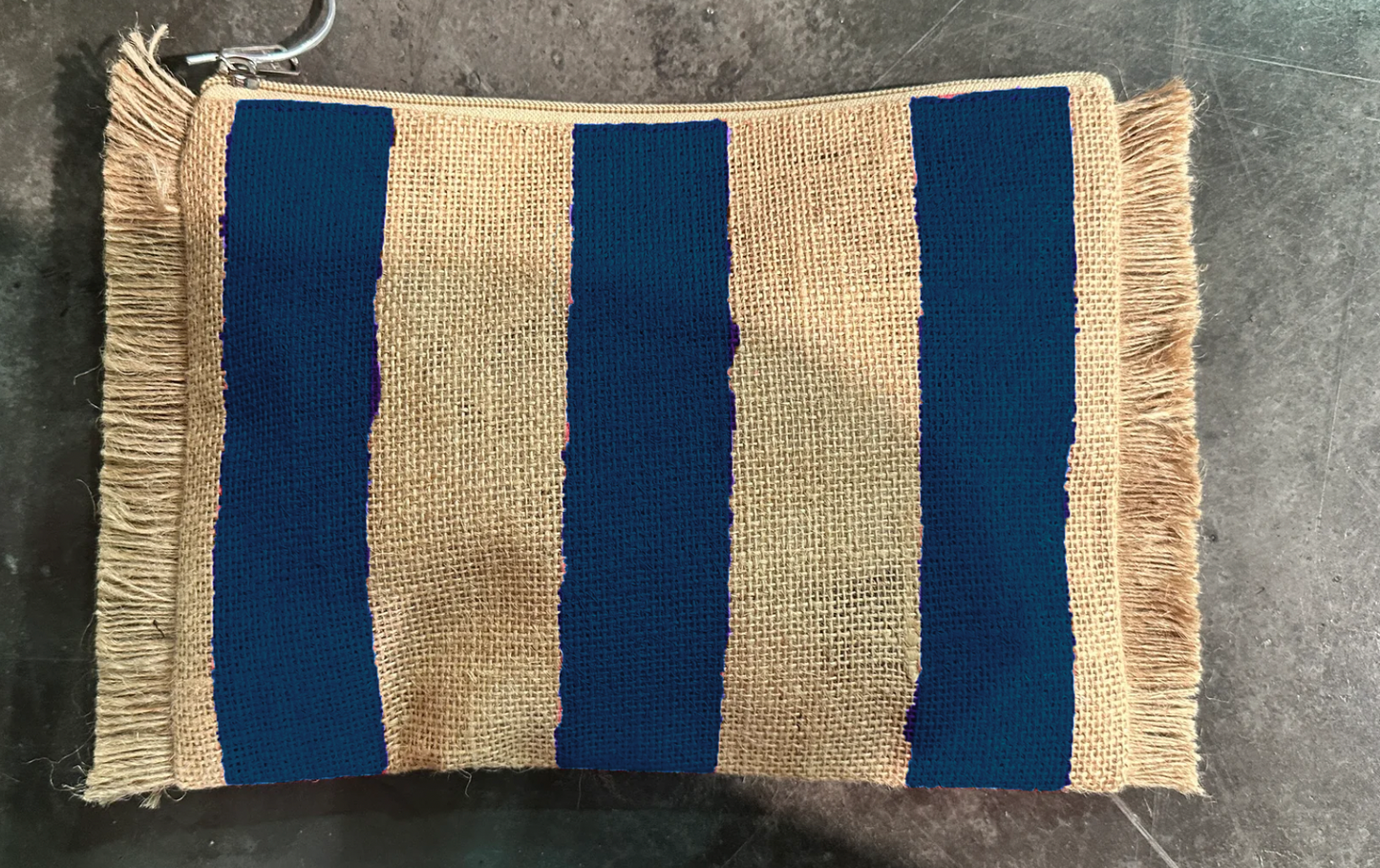 Fulton Stripes Fringe Jute Travel Pouch