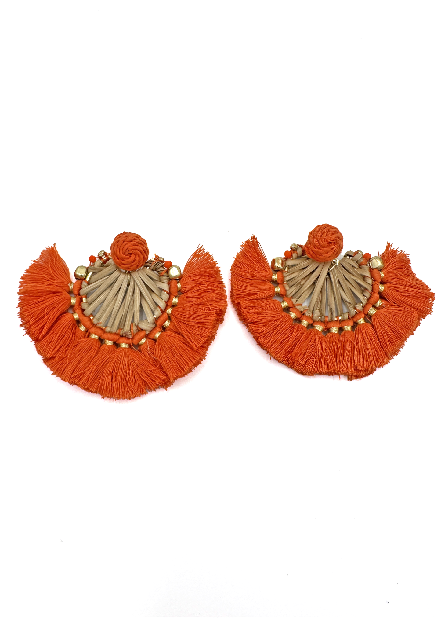 Carole Orange Raffia Drop Earrings