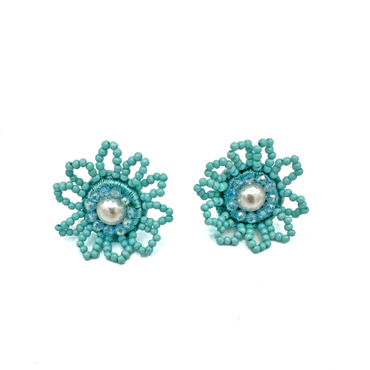 Small Flora Turquoise Beaded Earrings
