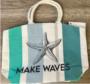 Newport Lobster Starfish Stripes Beach Tote Bag