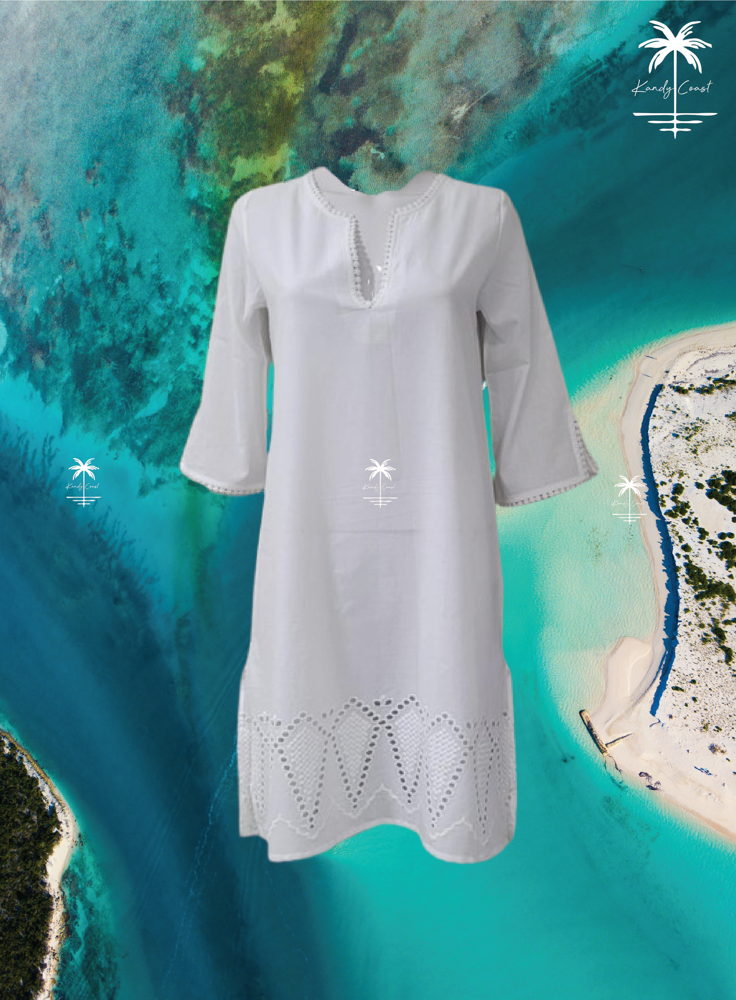 Mia White Cotton Eyelet Tunic Dress