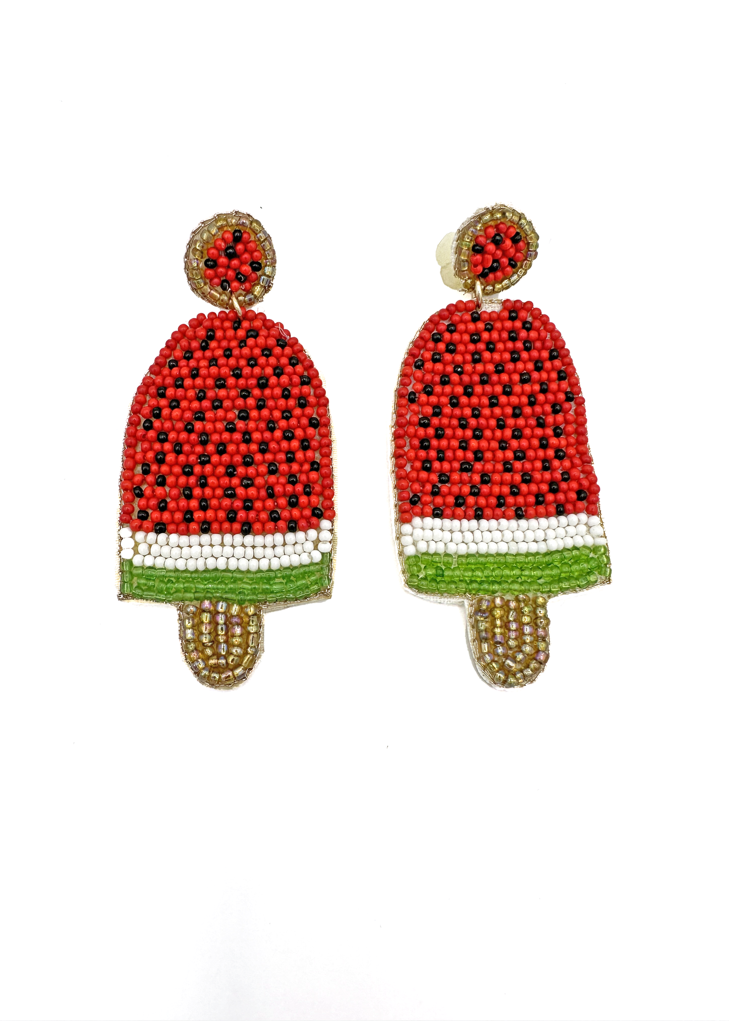 Summer Watermelon Popsicle Beaded Earrings